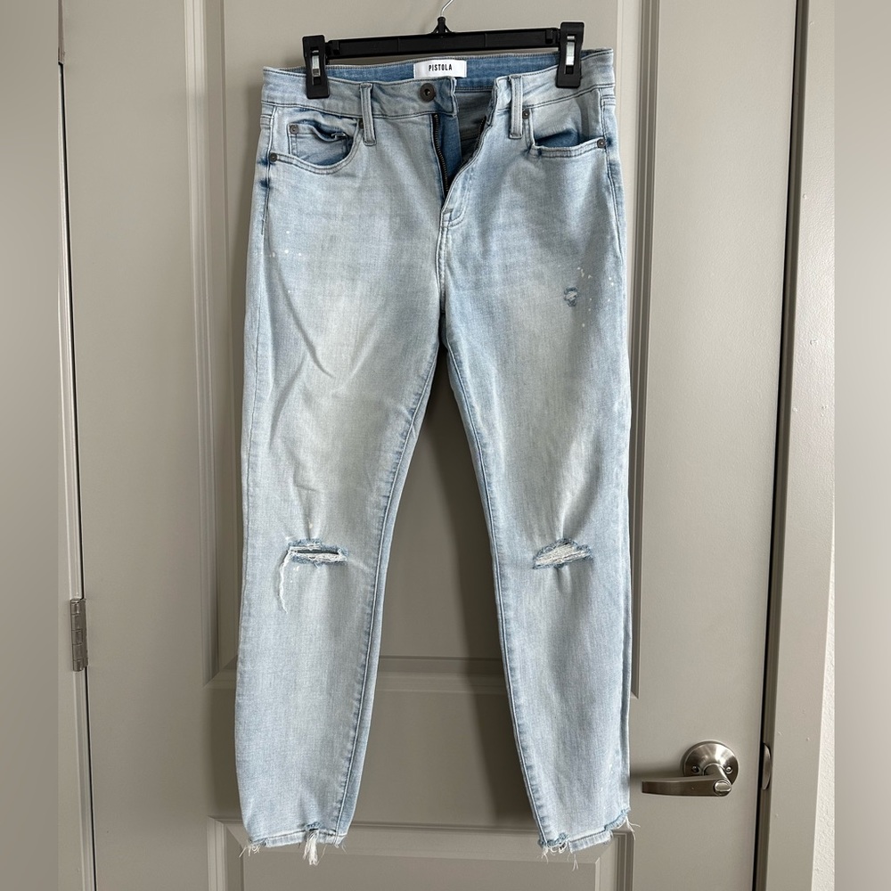 Pistola Arielle Skinny Paint Splatter Distressed Frayed Hem jean